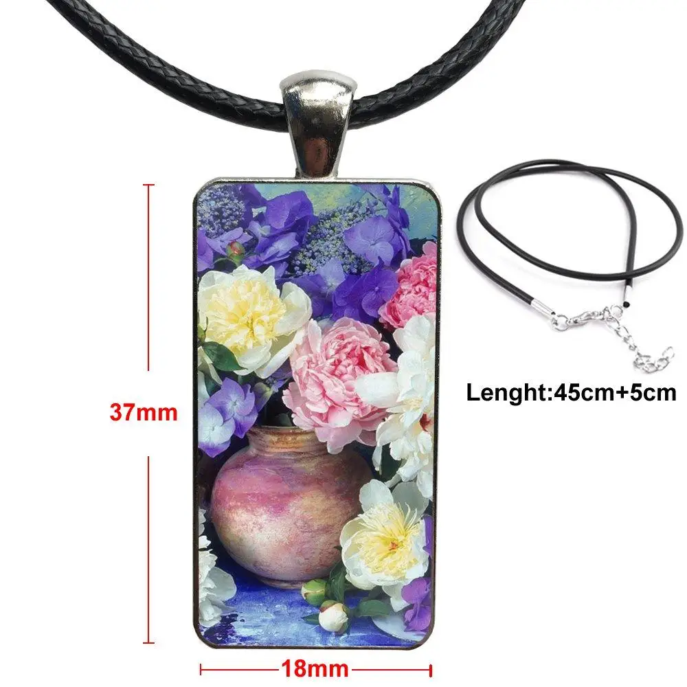 

Sweet Peony Flower Brand Stainless Steel Color Jewelry Fashion Statement Necklace Glass Necklaces Pendants For Kids Beads