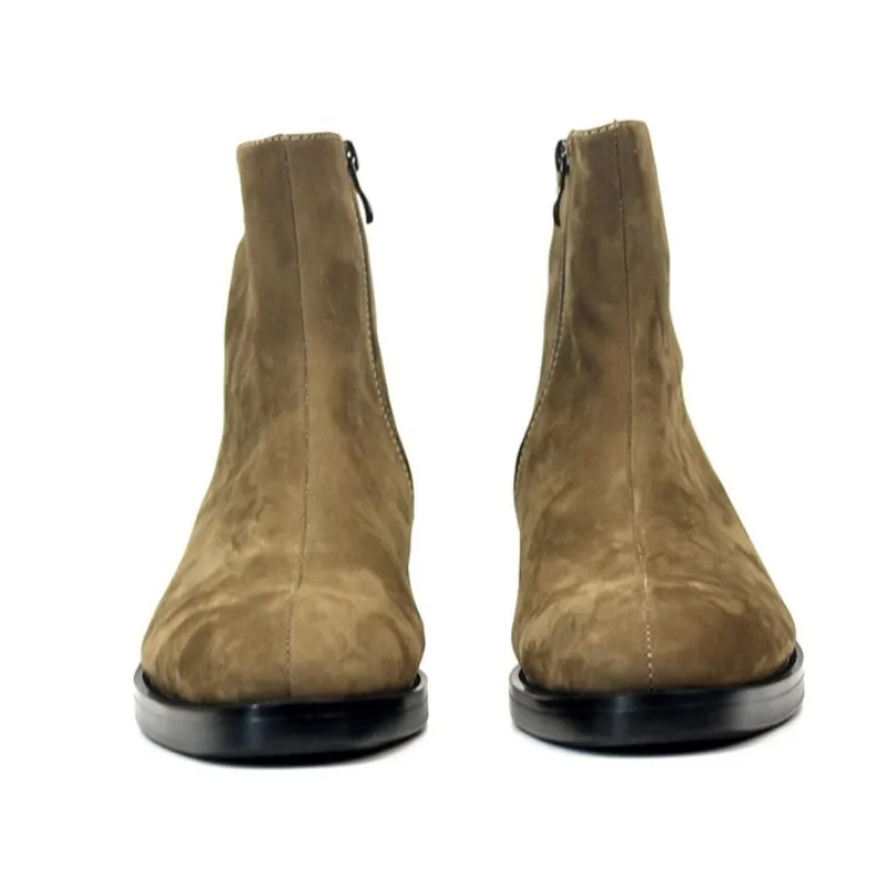 Брендовые офисные туфли на высоком каблуке мужская мода 2021 цвета хаки ботинки