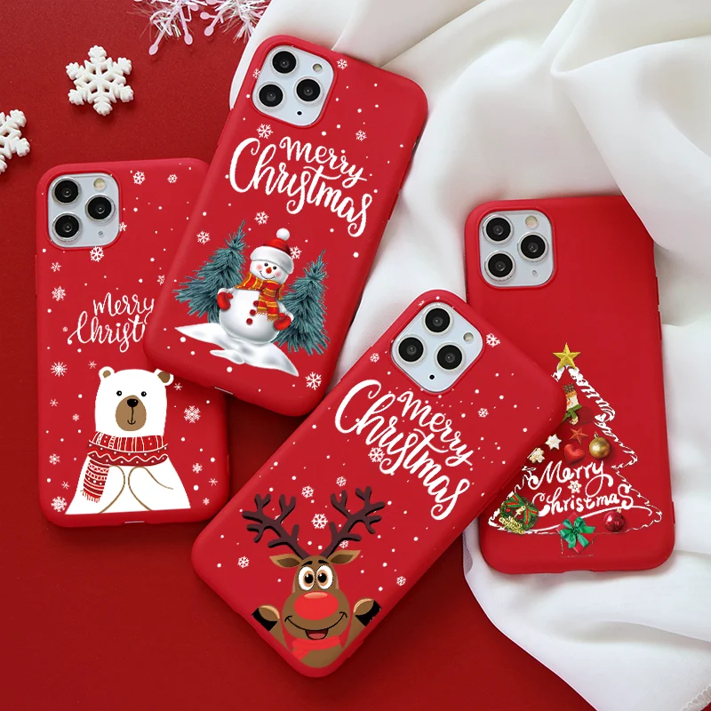 

Merry Christmas Phone Case For iPhone 14 7 8 6 6S Plus Cute Reindeer Bear Funda For iPhone 12 13 11 Pro XS MAX XR X SE 2020 2022
