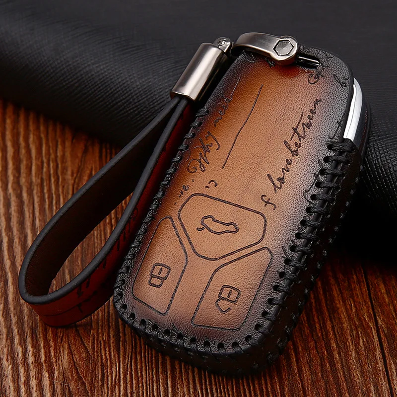 

Car Accessories Genuine Leather Car Auto Remote Key Case Cover Holder Skin Shell for Audi A6L A4L A3 A8L A5 A7 Q2L Q3 Q5 Q7