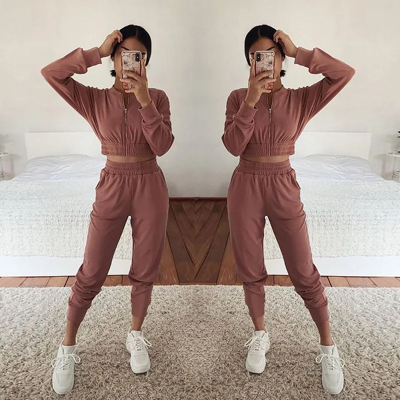 

Long Sleeve Zipper Casual Home Suit Women Clothes Set