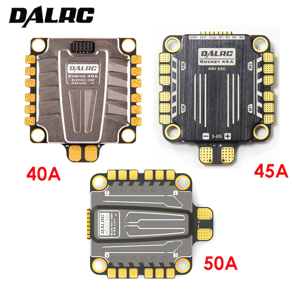 DALRC Rocket 40A 45A 50A 4 в 1 ESC 3S 6S blheli _ 32 поддержка Dshot1200 Multishot Brushless 37 5x37 5 мм для FPV Racing|Детали