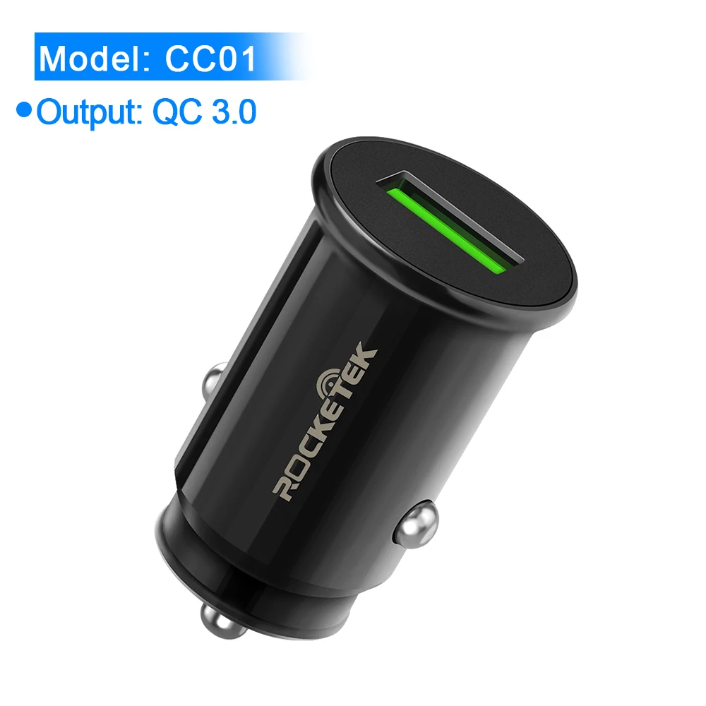 CC01 Автомобильное зарядное устройство Rocketek mi ni USB Quick Charge 3,0 Автомобильное зарядное устройство для iPhone samsung Xiaomi mi QC3.0 QC Быстрая зарядка для мобильных телефонов - Тип штекера: CC01
