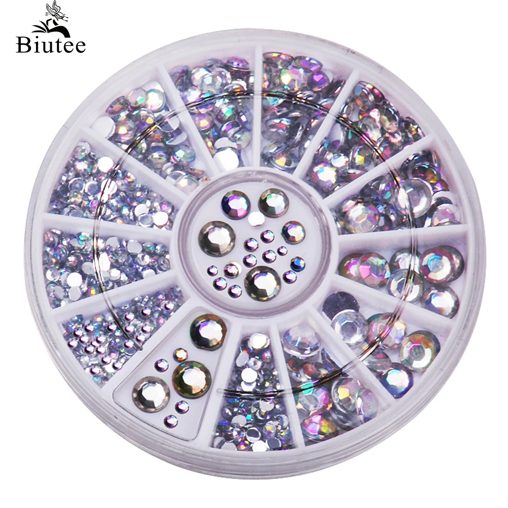 Biutee многоцветное стразы для ногтей 5 разгых размеров сваровски серебряные
