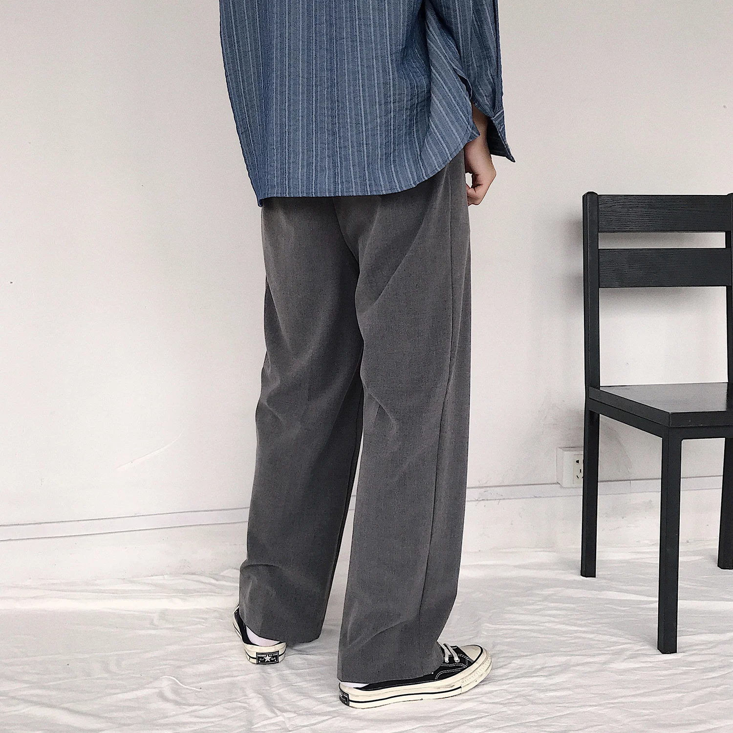 Брюки мужские свободные с широкими штанинами хлопковые повседневные эластичные
