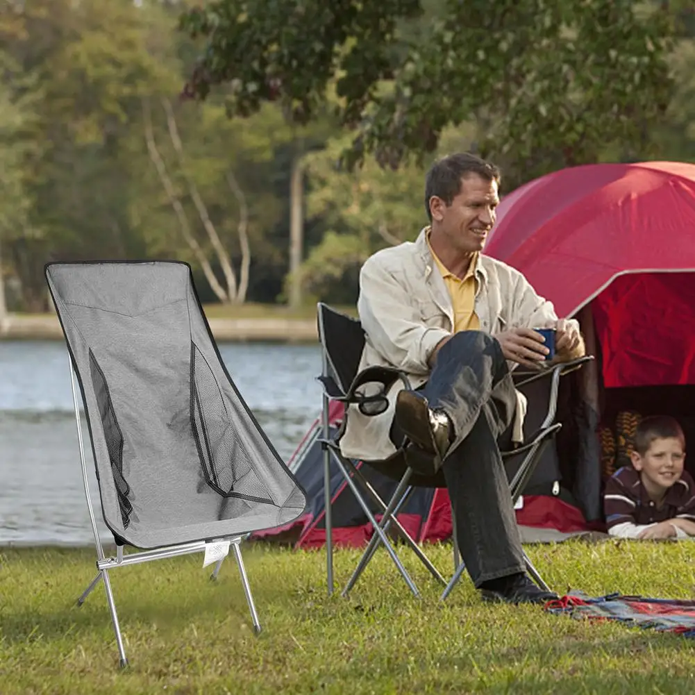 Online Katlanır Sandalye Açık Kamp Sandalyesi Ile Saklama çantası Oxford Bez Taşınabilir Koltuk Balıkçılık Ay Sandalye Plaj Recliner Barbekü Sandalye