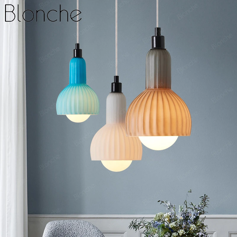 

Modern Stained Glass Pendant Light Colorful Hanging Lamp Loft Hanglamp for Dining Room Kitchen Home Decor Led Fixtures Luminaire
