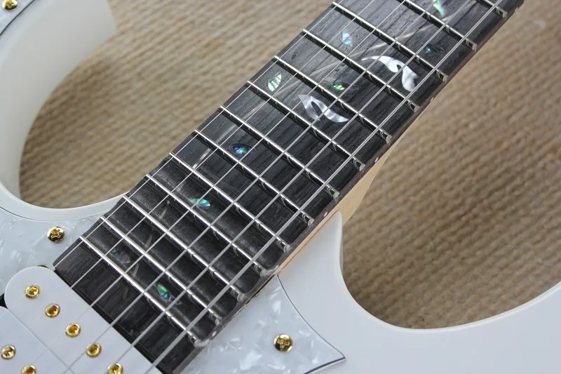 

Wholesale Top quality new Left Handed tree of life inlays 21 to 24 frets scalloped white Electric Guitar with gold hardware 01V