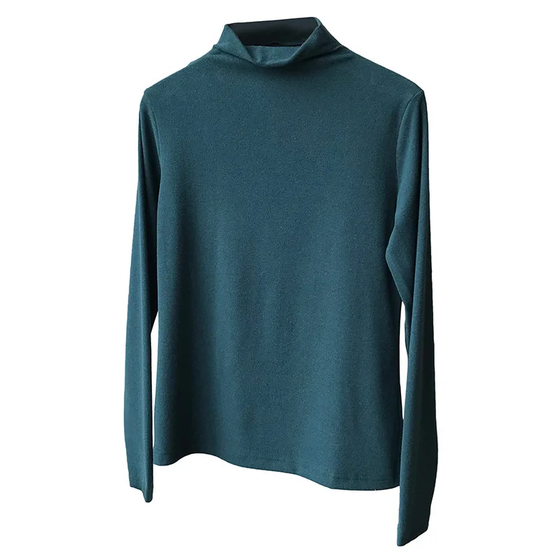 Mooirue Autumn Women Orange Velvet T Shirt High Waist Blue Tee Shirt Slim Korean Style Tops