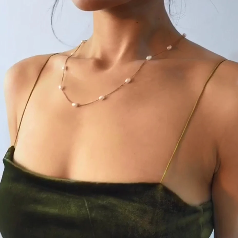 Чокер IngeSight.Z Женский длинное ожерелье в стиле бохо с имитацией жемчуга простая