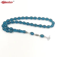 2021 new light blue tasbih muslim mens bracelet 33 rosary metal tassel islamic arab fashion rosary kuwait 99 misbaha rosary