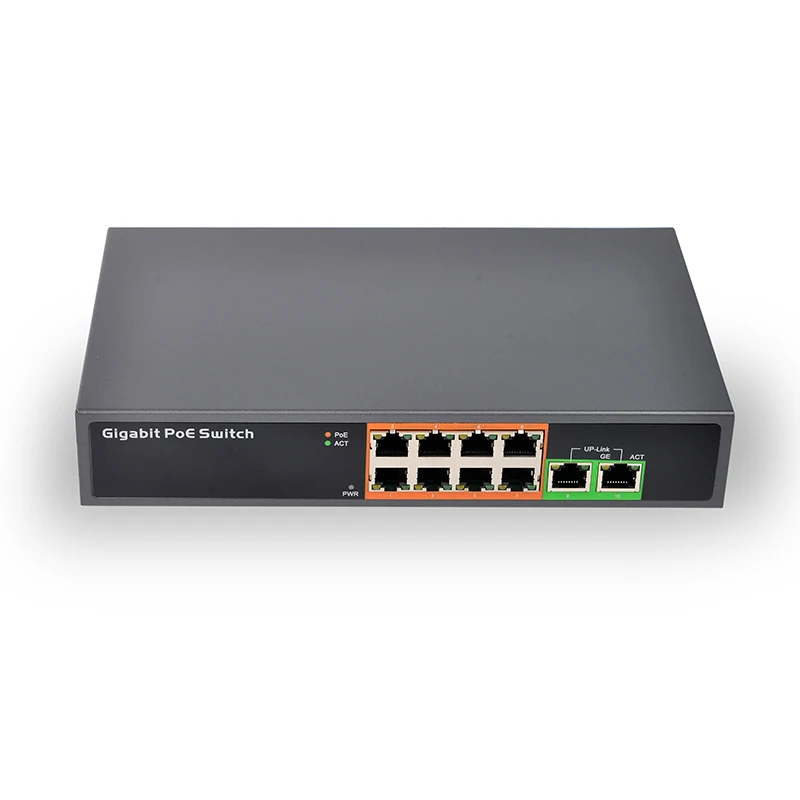 8+2 all gigabit poe switch 48v SDAPO PSE1008G IEEE802.3at/af Standard 10 port switch with 8 port PoE All gigabit for IP Camera