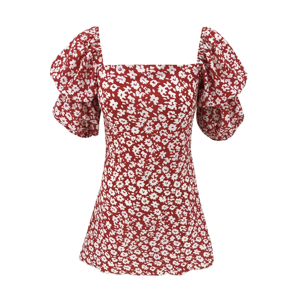 Сексуальное женское мини платье с цветочным принтом квадратным воротником и