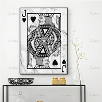 modern abstract canvas art poster jack playing cards white marble texture hd prints wall art painting officehome decor frame
