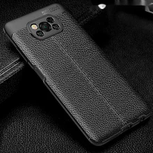 Shockproof Case for Xiaomi POCO X3 NFC F2 Pro F3 Leather Texture Soft Silicone Phone Back Cover for Redmi Note 10 Pro