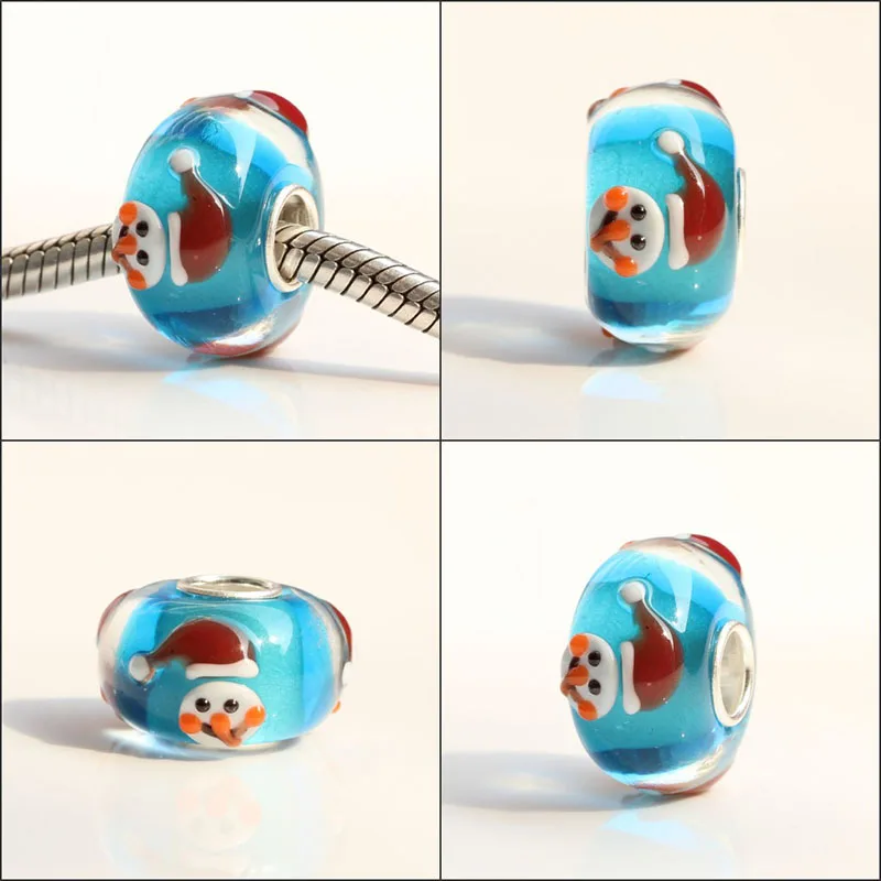 925 стерлингового серебра с большим отверстием красочные 3D вeчeринки yкрaшeнa дерево