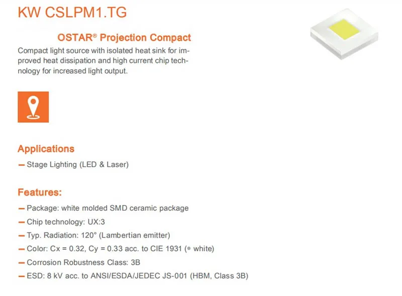 20 Вт светодиодный диодный излучатель кВт CSLPM1.TG 6500K холодный белый светильник 2600