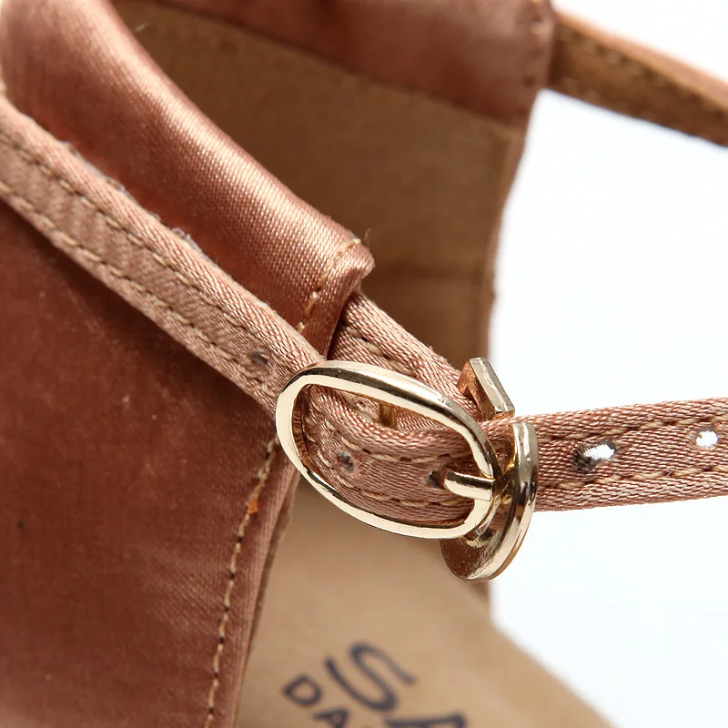 Атласные женские туфли T шрифтов Стразы для латиноамериканских танцев обувь на