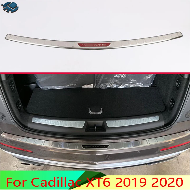 

For Cadillac XT6 2019 2020 Stainless steel rear bumper protection window sill outside trunks decorative plate pedal