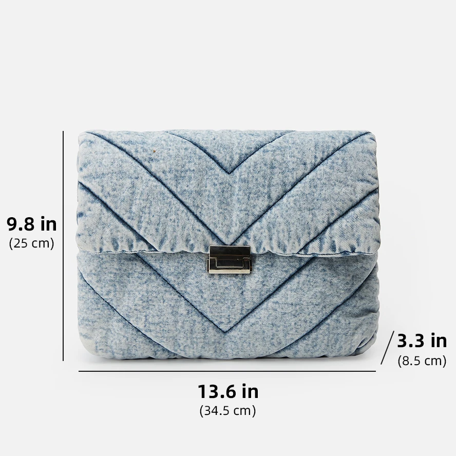 

Denim Women's Bag Women's Handbag Women Shoulder Bag Metal Chain Lady Totes Flap Lady Bags For Women 2020