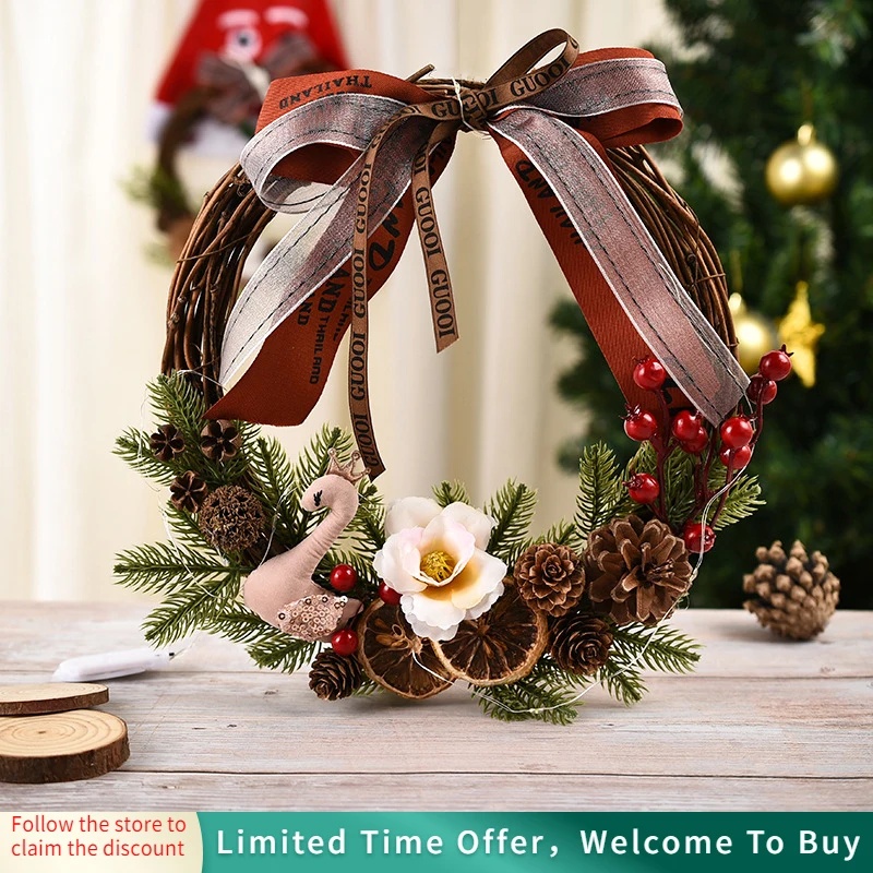 

2022 New Christmas Garland Home Party Wall Door Decor DIY Wreath Christmas Tree Ornaments for Window Wreath Arrangement
