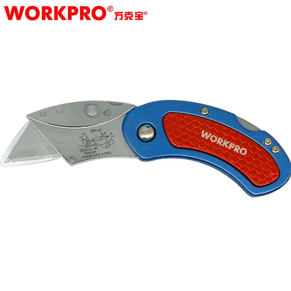 

WORKPRO Mini Knives Utility Knife Aluminum Handle Folding Knife with 10pc Extra Blades