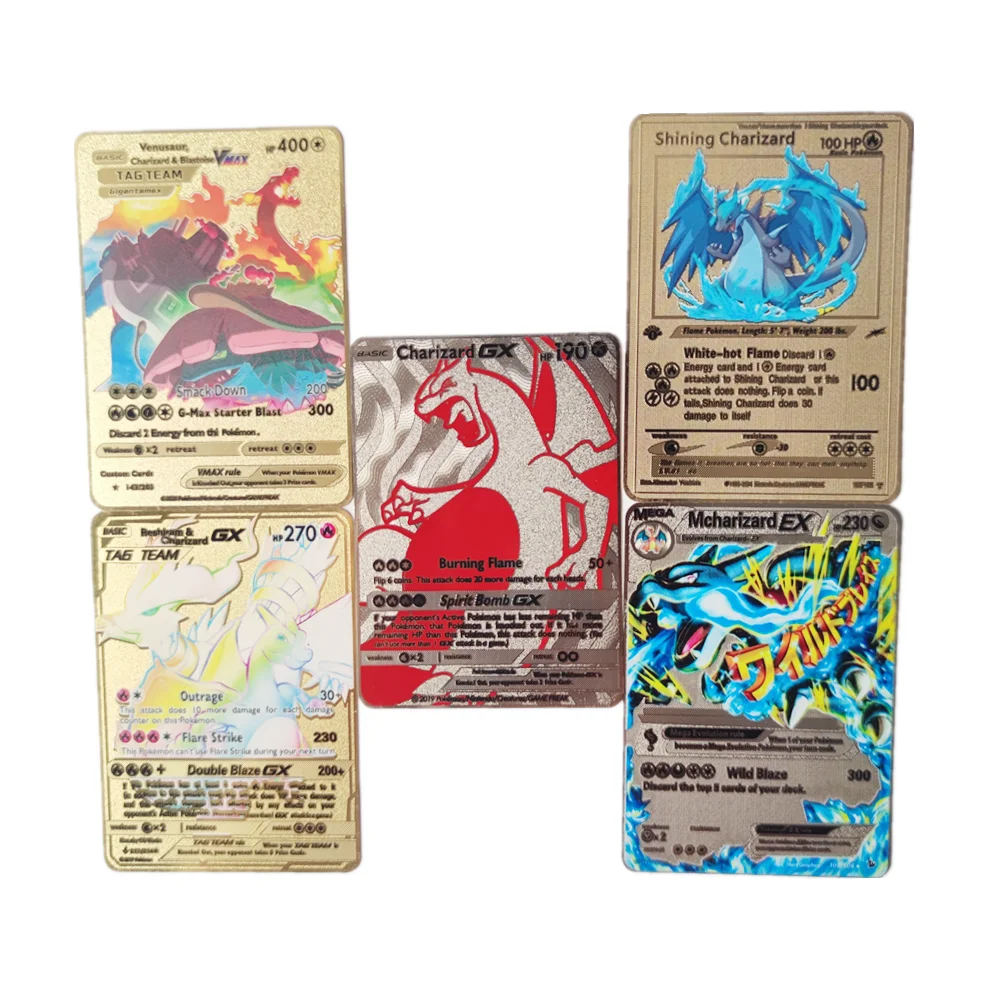 Juego de cartas de Pokemon, tarjetas coleccionables de Mew Charmander Buldasaur Squirtle Blastoise Rayquaza Energy shinning Battle-3