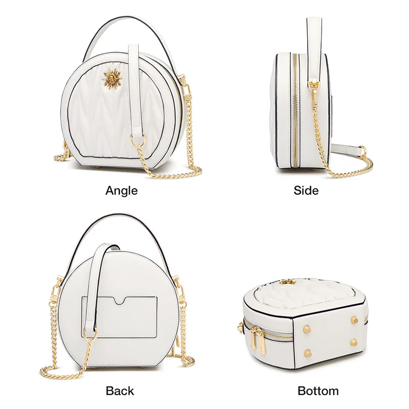 LAORENTOU маленькая круглая дамская сумочка из коровьей кожи женская сумка через