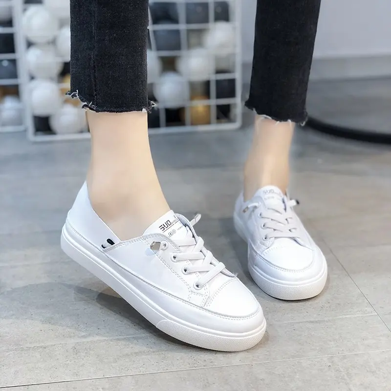 

White Black Women Vulcanized Shoes 2021 New Fashion Student Casual Shoes Women's Thick Bottom Breathable Low Top Designer Tenis
