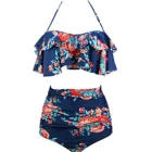 Купальник женский раздельный, с высокой талией и принтом, 2021