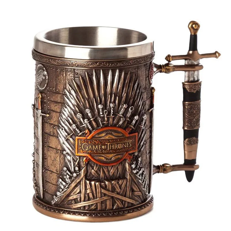 The Iron Throne700g 600 мл кружка "Игра престолов", креативная 3D кружка из нержавеющей стали и смолы, пивная кружка, кофейные чашки и кружки, забавная чашка-стакан, большая кружка для чая - Цвет: The Iron Throne700g