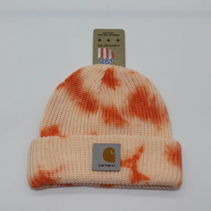 

New tie dye printed plain weave curling universal winter warm headwear neutral super brand cold HAT wool