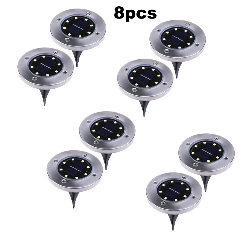 Фсветильник наземный водонепроницаемый на солнечной батарее с 8 светодиодами 4-8