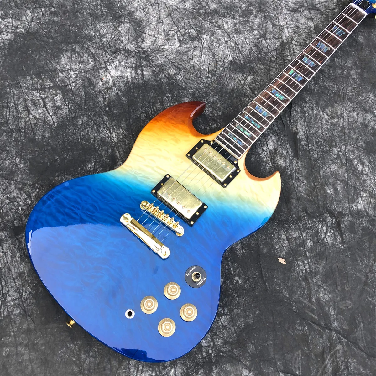 

Three Color Burst Maple G Electric Guitar,Top Quality Abalone Inlays Solid Wood 400 Guitarra,Free Shipping