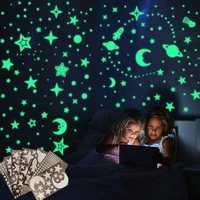 luminous wall sticker 3d stars dots moon planet rocket kids room bedroom home decoration glow in the dark decal bubble sticker