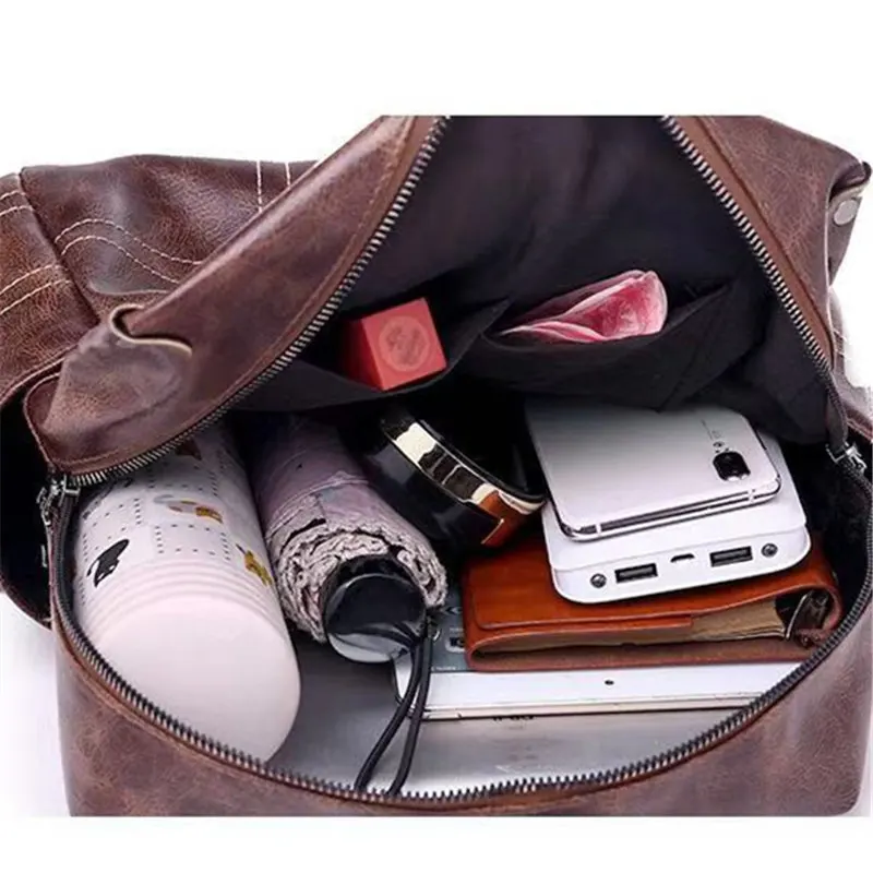 Модный молодежный кожаный рюкзак для женщин школьный женский на плечо девочек