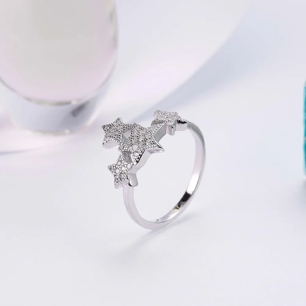 Сияющие Звезды комбинированные отверстия кольца для женщин Трендовое белое