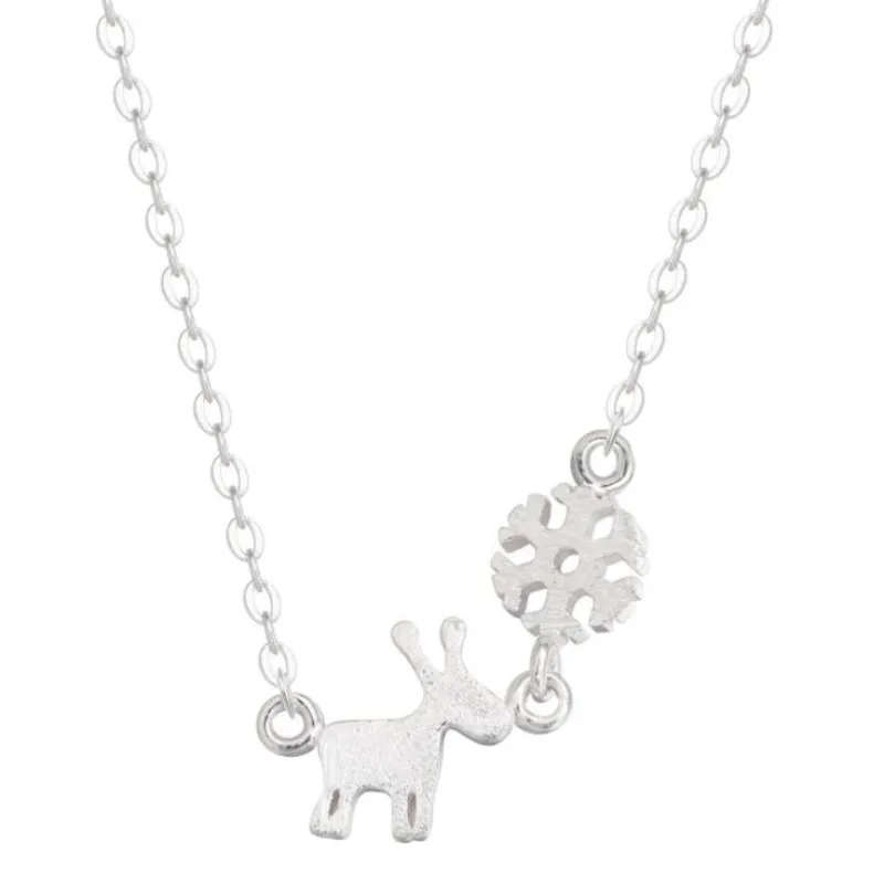 

Cute Animal Wild Hot 925 Sterling Silver Jewelry Fashion Small Fresh Brushed Snow Deer Clavicle Silver Necklaces N069
