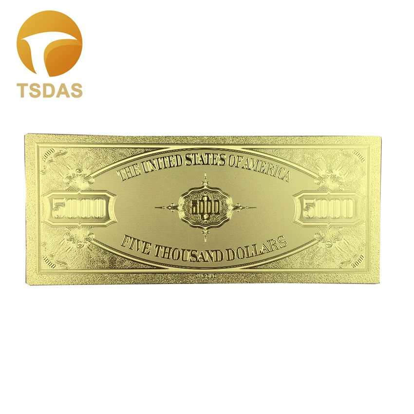 24K Золотая фольга банкнота $5000 долларов Банкноты набор 10 шт для украшения