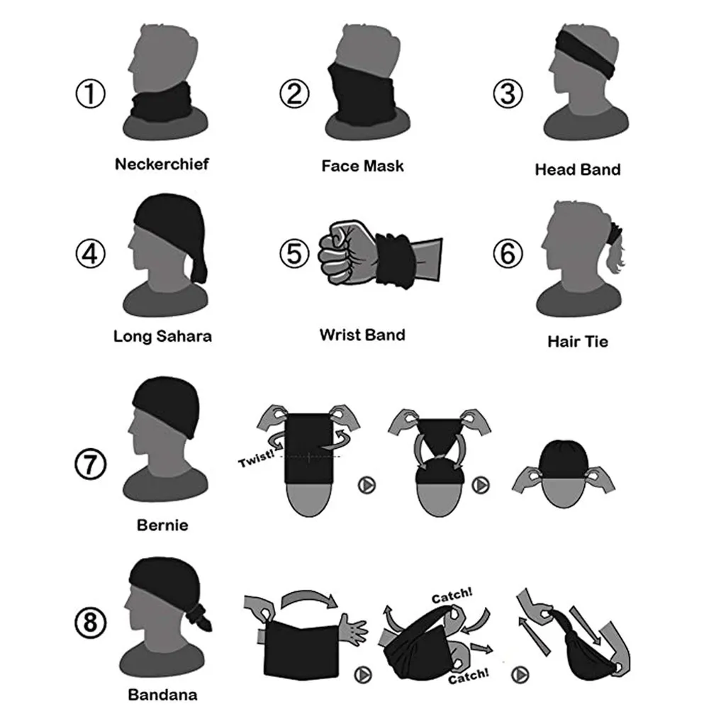 

4PC Unisex Outdoor Sports Headband Scarf Neck Dustproof Windproof Face Mask Sun Protection Bandana Cycling Protective Masks