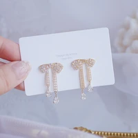 hot sale korean micro zircon temperament bowknot earring for women dainty 14k plated gold elegant earring accessories jewelry