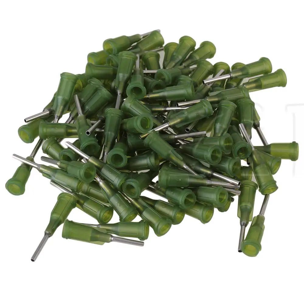

100pcs 14Ga Blunt flexible Dispensing Blunt Needle Tip 1/2" Dark Green