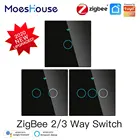 Умный сенсорный выключатель света ZigBee, нейтральныйбез конденсатора Smart LifeTuya 23, совместим с AlexaGoogle