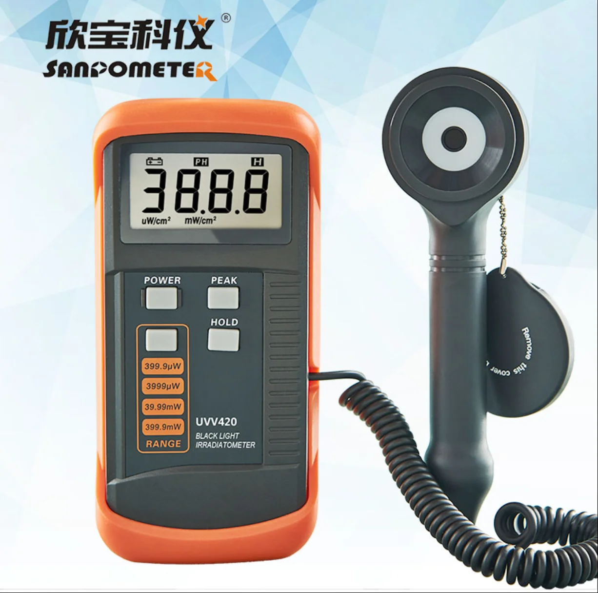 

UVV Radiometer Tester Gauge Detector UVV420 with Spectrum Range 370nm to 470nm Transmittance Above 50%