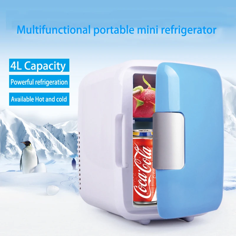 

4L Mini Car Fridge 220v Portable Small Refrigerator In The Car Home Drink Cooler Car Travel Cosmetic Fridge