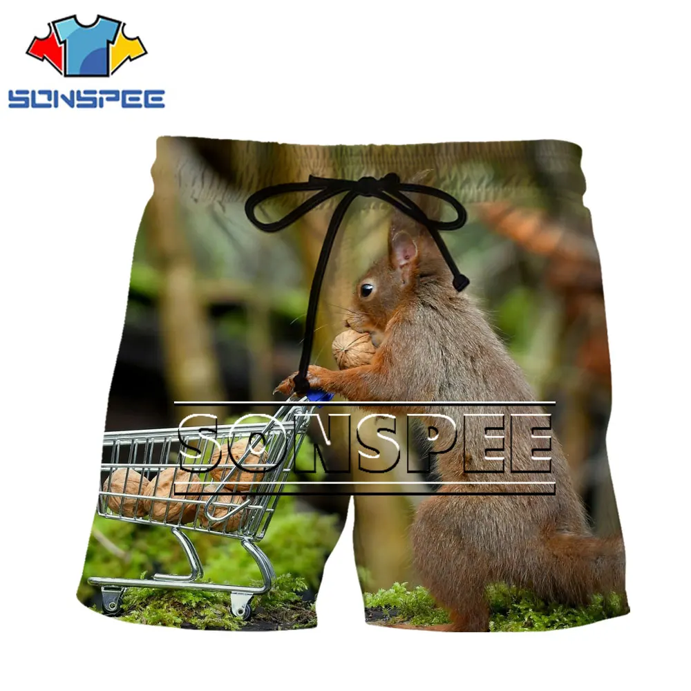 

SONSPEE Squirrel Shorts 3D Men Woman Forest Animals Lovely Funny Fashion Oversize S-6XL Harajuku Polyester Lacing Sports Shorts