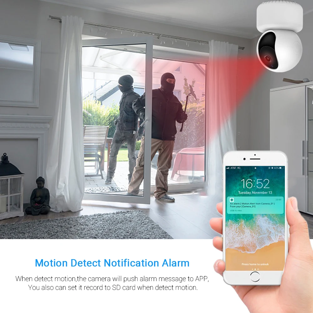 Миниатюрная Wi-Fi камера Hamrolte HD 3 Мп IP-камера с функцией панорамирования и наклона