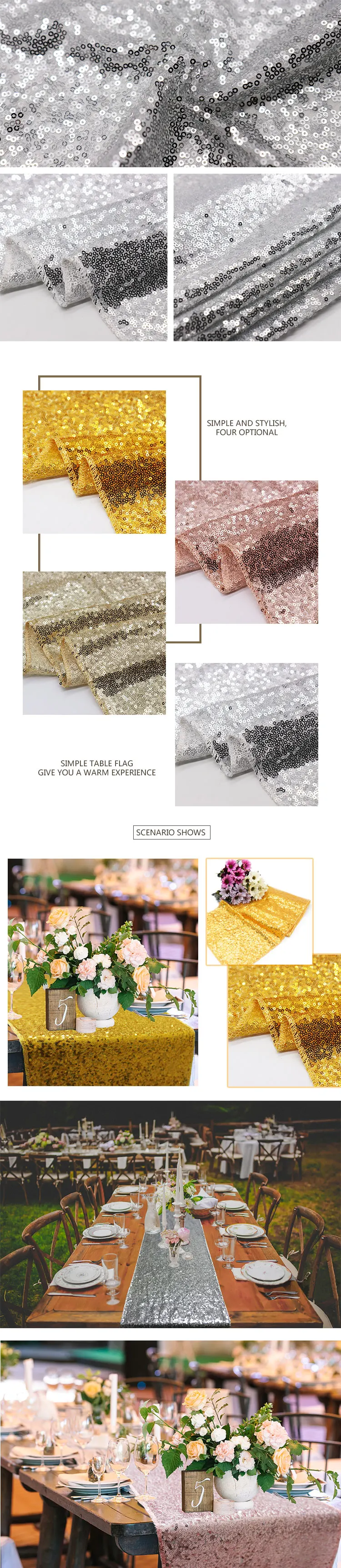 1pcs 30x275cm Sequin Table Runner Sparkly Wedding Party Decoration Party Event Bling Table Decoration Shiny Gold Color