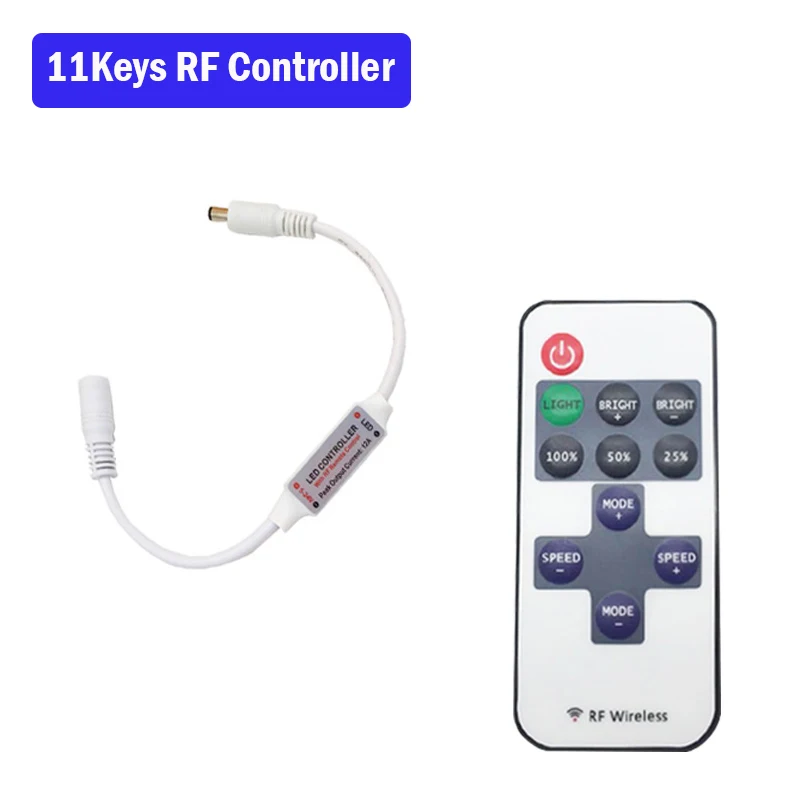 Мини светодиодный Rgb пульт дистанционного управления RF 11 ключ светодиодный пульт дистанционного управления светодиодный диммер постоянного тока 5V 24V для одного Цвет строка светодиодный полосы 2835 5050
