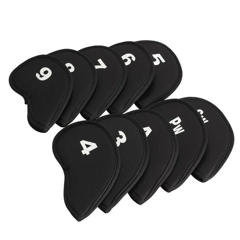 

10Pcs/set Portable PU Golf Club Iron Head Covers Protector Golfs Head Cover Set